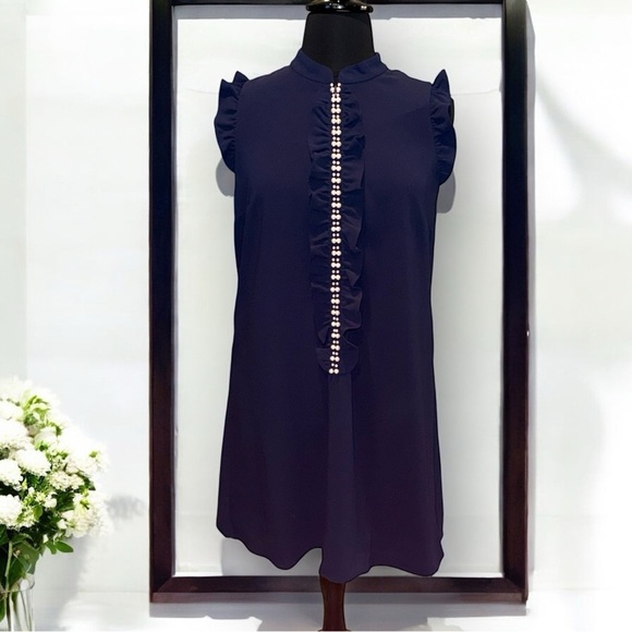 NWT Lilly Pulitzer Adalee Shift Dress w/ Pearl accent Zipper - Navy Women’s 16 - Picture 1 of 13